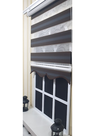 Pliseli Zebra Stor Kahverengi Renk Geçişli Etek Dilimli St 023 Kahverengi