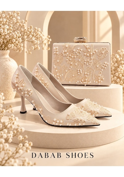 Dabab Shoes Vıanel Kadın Bej Çiçek Nakışlı İnci Detaylı Sivri Burun 7 Cm Kadeh Topuklu Stiletto Ayakkabı Ve Abiye Çanta Dabab Shoes Vıanel Kadın Bej Çiçek Nakışlı İnci Detaylı Sivri Burun 7 Cm Kadeh Topuklu Stiletto Ayakkabı Ve Abiye Çanta