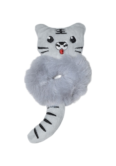 Lastikli Peluş Kedi Toka Gri