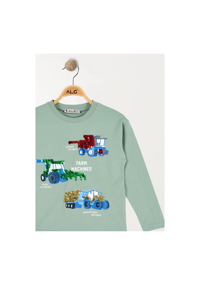 Alglıfe Erkek Çocuk Pullu Sweatshırt Mint Yeşili