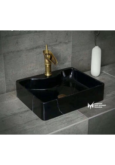 Toros Siyah Batarya Çıkışlı Oval Kenar Kare Lavabo