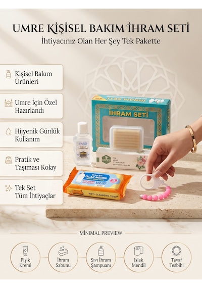 Umre Kişisel Bakım İhram Seti 5 Li Sabun, Şampuan, Islak Mendil, Pişik Kremi Ve Tavaf Tesbihi Standart