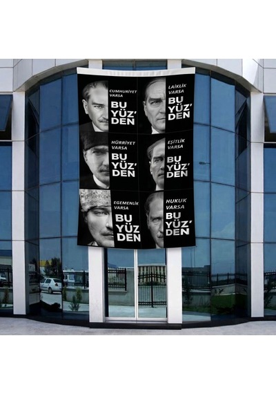 Mustafa Kemal Atatürk Altın İmza Ay Yıldız Bayrak Poster Bayrak Raşel Kumal 4x6 Metre Ata59 Diğer