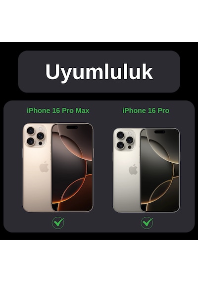 Safeus Safir Temperli Kamera Lens Koruyucu Apple Uyumlu iPhone 16 Pro Max İle Titanyum Gri