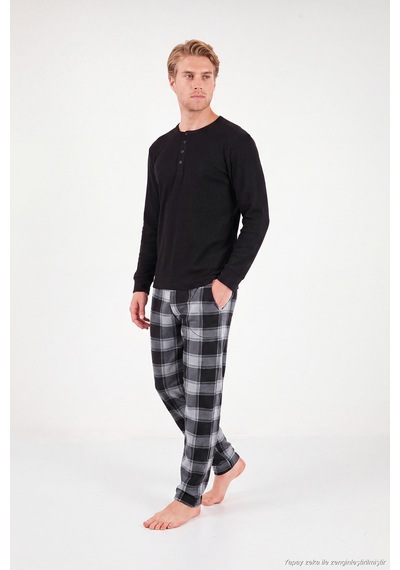 Buratti Lastikli Bel Düz Paça Yumuşak Dokulu Polar Pijama Altı Erkek Pijama Altı 6098001 Gri