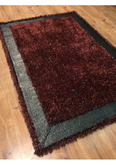 Saray Halı Simli Deri 125X180 Kırmızı Derili Simli Halı !