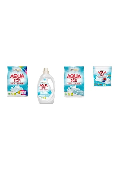 Aquabor Doğal Mineralli 4 Kg Renkliler + Sıvı Beyaz + 4 Kg Beyaz + Tablet 4 Lü Set