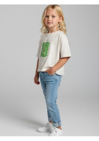 Zekids Kız Çocuk Pamuklu Yazılı T-shirt-16753 Beyaz