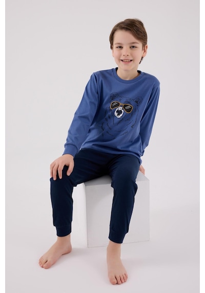 Rolypoly Erkek Çocuk Uzun Kol Pijama Takım Okyanus-1736 Mavi