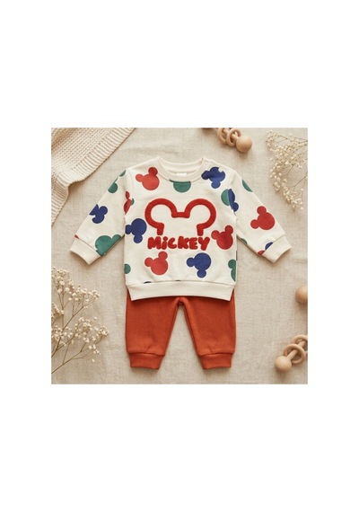 Omeca Concept Mickey Desenli Bebek 2 Li Sweatshirt Eşofman Takımı turuncu