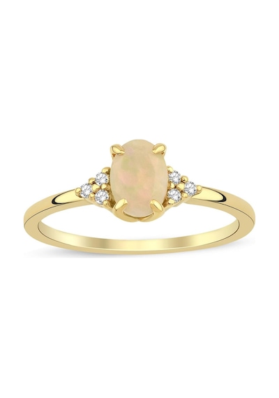 Opal Oval Tektaş Pırlanta Yüzük Sarı