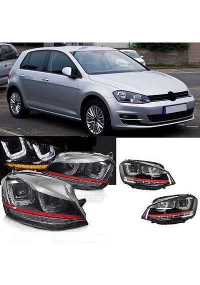 Volksven Golf7 2013-2016 Kırmızı Çift U Ledli Gti Ön Far