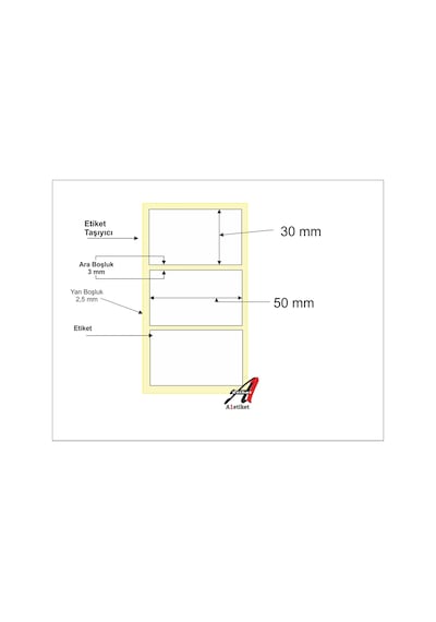 A1 Etiket 30 X 50 Mm Barkod Etiketi Termal Barkod Etiketi 1000 S