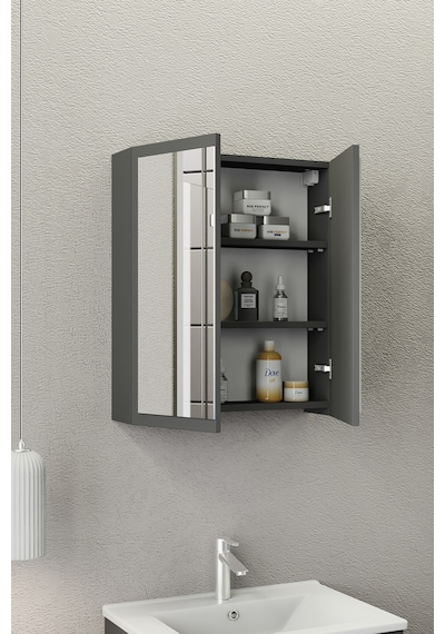 Biani Fix Loft 65 Cm Banyo Dolabı,Seramik Lavabolu, Aynalı,Lavabo Dahil,Mdf,Mat Gri Biani Fix Loft 65 Cm Banyo Dolabı,Seramik Lavabolu, Aynalı,Lavabo Dahil,Mdf,Mat Gri