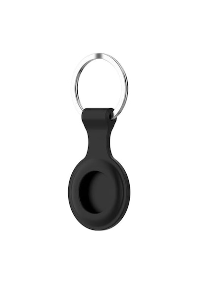Apple Airtag 1 - Airtag 2 Uyumlu Silikon Kılıf Anahtarlık Siyah