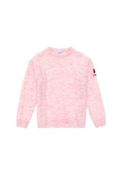 U.S. Polo Assn. Kız Çocuk Pembe Bisiklet Yaka Kazak 50297150-VR041