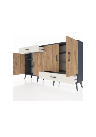 Arges Konsol 5 Raflı 2 Çekmeceli 4 Kapaklı 176x30x99 Antrasit-çam Antrasit-çam/aytaşı Arges Konsol 5 Raflı 2 Çekmeceli 4 Kapaklı 176x30x99 Antrasit-çam Antrasit-çam/aytaşı