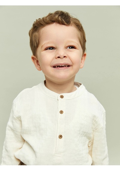 LC Waikiki Lcw Baby Ekru Hakim Yaka Müslin Erkek Bebek Tişört Ve Pantolon 2'l Cream
