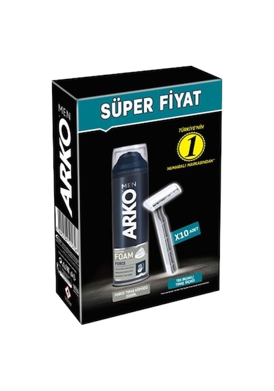 Arko Men 10 Adet Tekli Tıraş Bıçağı + Force Tıraş Köpüğü Pro 200ml 2 Li Set
