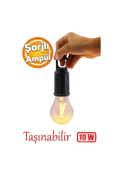 Volemi V-012 Taşınabilir Usb Şarjlı Led Ampul Outdoor Kamp Bahçe Lambası Askılı Kırılmaz Led Işık