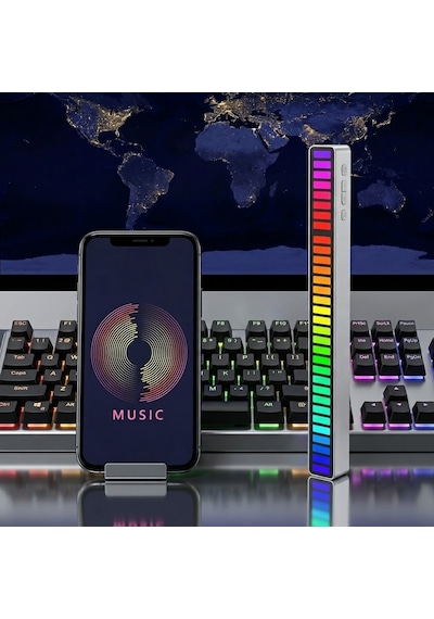 Rgb Araç Torpido Üstü Sese Duyarlı Ambiyans Led Işık Barı 1 Adet Siyah