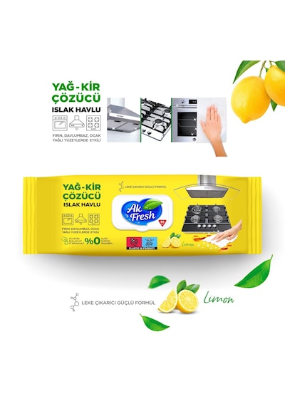 Ak Fresh Yağ-Kir Çözücü Islak Havlu Yağlı Yüzeylerde Etkili 85 Adet