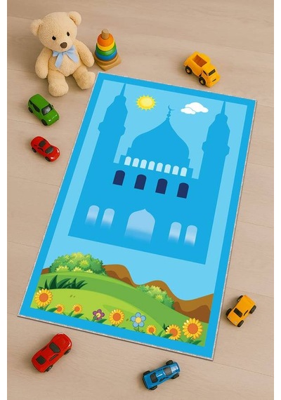 Mavi Cami Temalı Erkek Çocuk Seccadesi Cs04n11