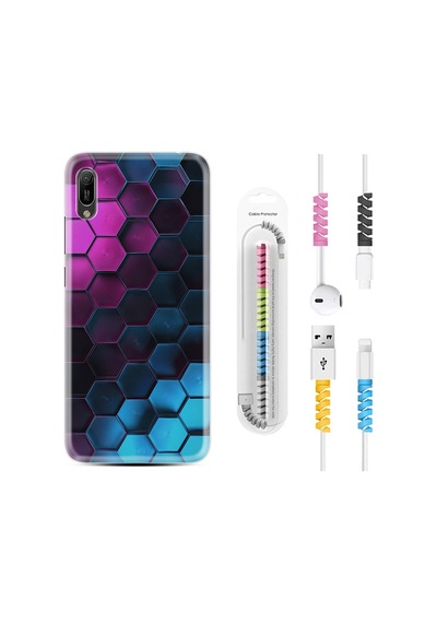 Huawei Y6 2019 Kılıf Kablo Koruyuculu Petek 1825