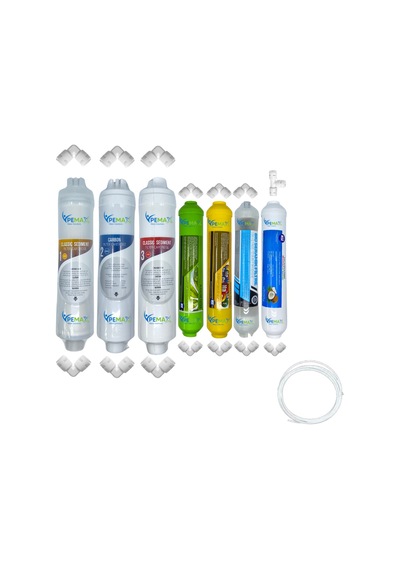 Pemax Water Kapalı Kasa Su Arıtma Cihazlarına Uygun Eco 7li Mebransız Alkali+mineral+detox+tatlandırıcı Set