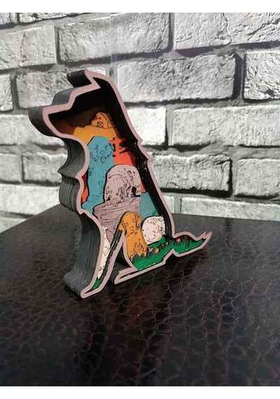 Dekoratif 3d Köpek Figürlü Katmanlı Masa Süsü Biblo