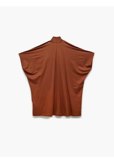 Koton Viskon Kumaş Karışımlı Kısa Kollu Rahat Kalıp Kimono Ceket Kahverengi 5sak30063ek Kahve