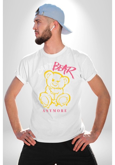 Daha Fazla Dayanamıyorum Teddy Unisex Unisex Beyaz Organik Baskılı T-shirt Penye Yüksek Kalite Beyaz