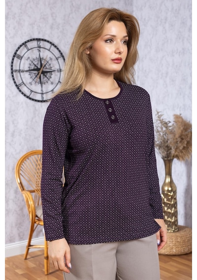 Mutlu City Kadın Yeni Model Yüksek Kalite Yuvarlak Yaka Patlı Orta Yaş Anne Penye Bluz 6575 Mürdüm Mutlu City Kadın Yeni Model Yüksek Kalite Yuvarlak Yaka Patlı Orta Yaş Anne Penye Bluz 6575 Mürdüm