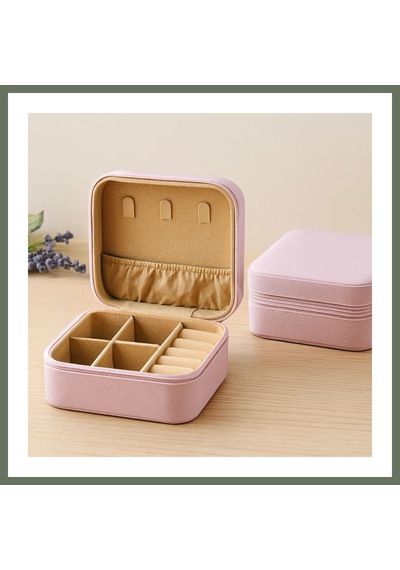 Bezos Mini Fermuarlı Takı Kutusu 10x10x5 Cm - Suni Deri, 4 Bölmeli Bezos1 Çok Renkli