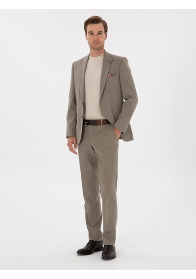 Cacharel Vizon Slim Fit Çizgili Kırlangıç Yaka Takım Elbise Kahverengi Cacharel Vizon Slim Fit Çizgili Kırlangıç Yaka Takım Elbise Kahverengi