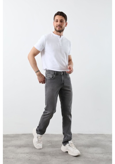 Banny Jeans Erkek Likralı Straight Fit Jean Pantolon Gri