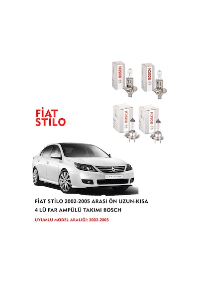 FİAT STİLO 2002 MODEL ÖN UZUN-KISA 4 LÜ FAR AMPÜLÜ TAKIMI BOSCH