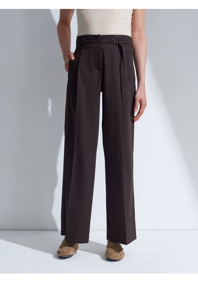Dilvin 72683 Kemerli Geniş Paça Pantolon-kahve