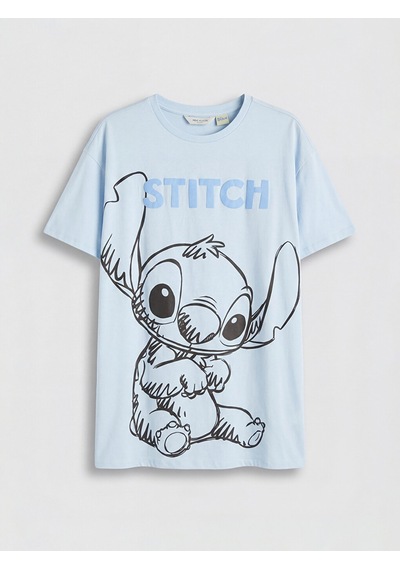 Lcw Young Mavi Stitch Baskılı Kadın Gecelik