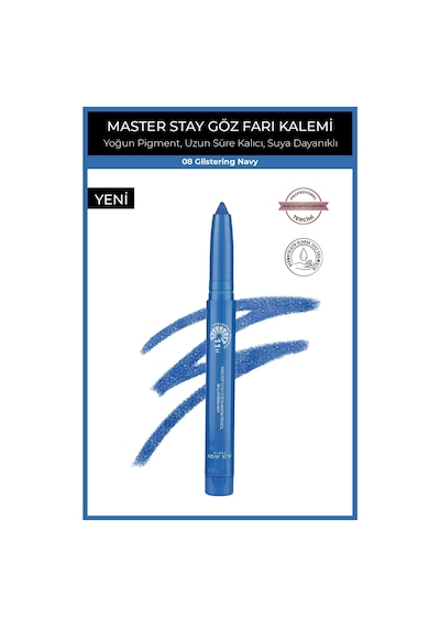 Alix Avien Suya Dayanıklı 11 Saat Kalıcı Yoğun Pigmentli Kremsi Göz Kalem Farı Master Stay 08 Glistering Navy