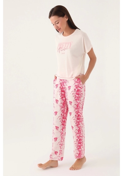 Emilylux Pierre Cardin 8830-s Bayan Kısa Kol Pijama Takımı Vanilya