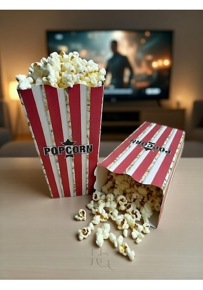 Hg Ambalaj 15 Adet Popcorn Kutusu, Patlamış Mısır Kutusu , 16cm X 8cm X 5,5cm Küçük Boy