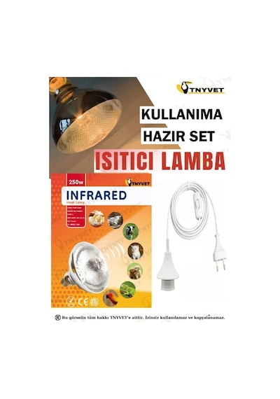 Tnyvet Isıtıcı Lamba Şefffaf Renk 250 Watt + E27 Seramik Duy+2m Fişli Kablo Kullanıma Hazır Set Diğer