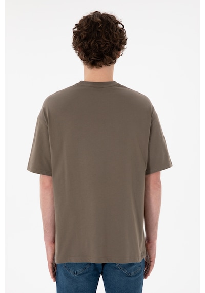 U.S. Polo Assn. Erkek Oversize Fit Bisiklet Yaka Vizon Tişört 50305904-VR052