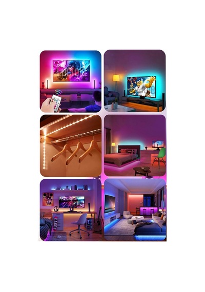 3 Mt Şerit Led Animasyonlu Tak Çalıştır Kumandalı Rgb Işık Duvar Aydınlatma Ambiyans Parti Led