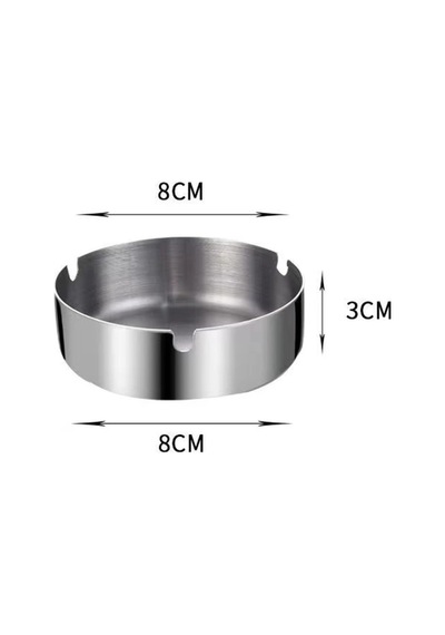 Paslanmaz Çelik Mini Mat Açık Yuvarlak Model Küllük Dekoratif Kül Tablası 8 Cm Küllük Metal Metalik