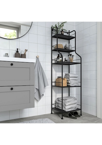 Banyo Raf Ünitesi, Siyah, 40x156 Cm Frösjön Banyo Düzenleyici Açık Raf Siyah