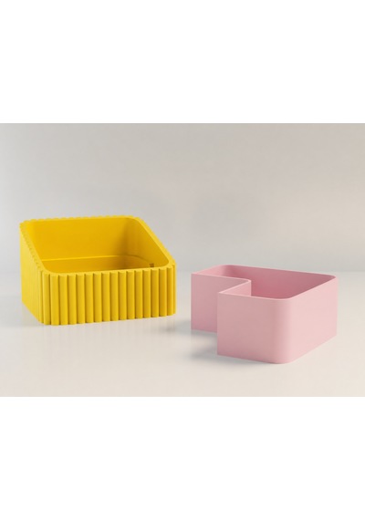 3d Baskı Fıstık Kasesi - Çift Hazneli Kabuk Ayırıcı Sunum Kasesi - Sarı Pembe Çok Renkli