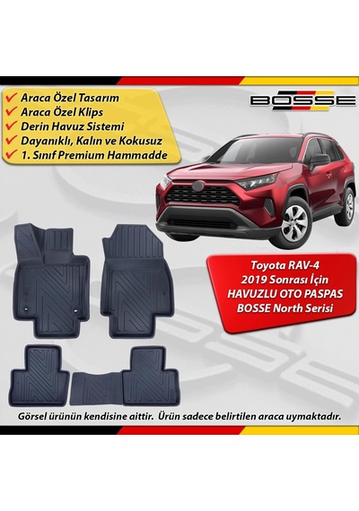 Toyota Rav-4 Paspas Rav4 Araca Özel Paspas 2019 Sonrası Derin Havuzlu Paspas Bosse North Serisi