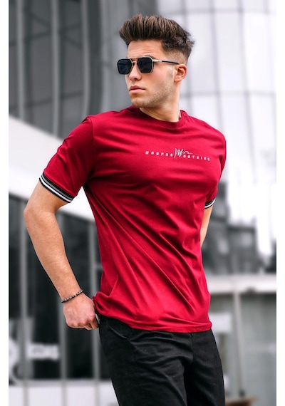 Madmext Bordo Basic Erkek Tişört